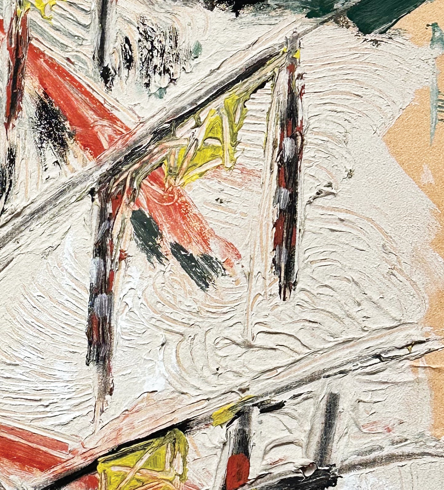 Mid 20th Century Vintage European Multi-Corlor Abstract Expressionist Acrylic Painting on Paper, Artist Unknown