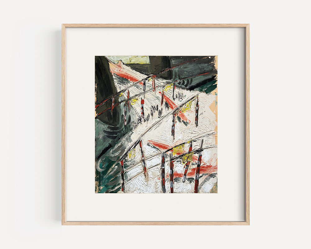 Mid 20th Century Vintage European Multi-Corlor Abstract Expressionist Acrylic Painting on Paper, Artist Unknown