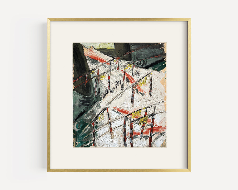 Mid 20th Century Vintage European Multi-Corlor Abstract Expressionist Acrylic Painting on Paper, Artist Unknown