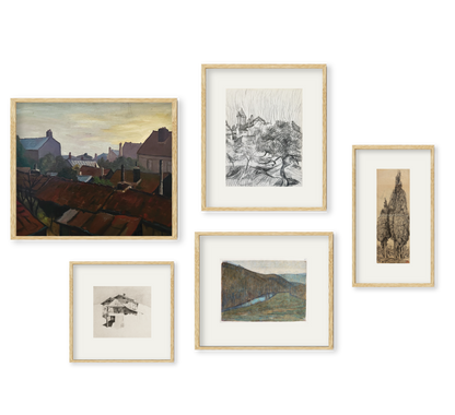 Manon Curated Gallery Collection of Vintage Early 1900's Drawings and Paintings, Signed by Artists