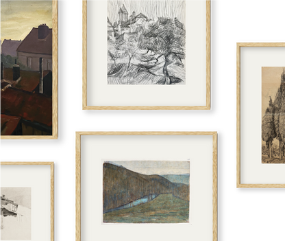 Manon Curated Gallery Collection of Vintage Early 1900's Drawings and Paintings, Signed by Artists