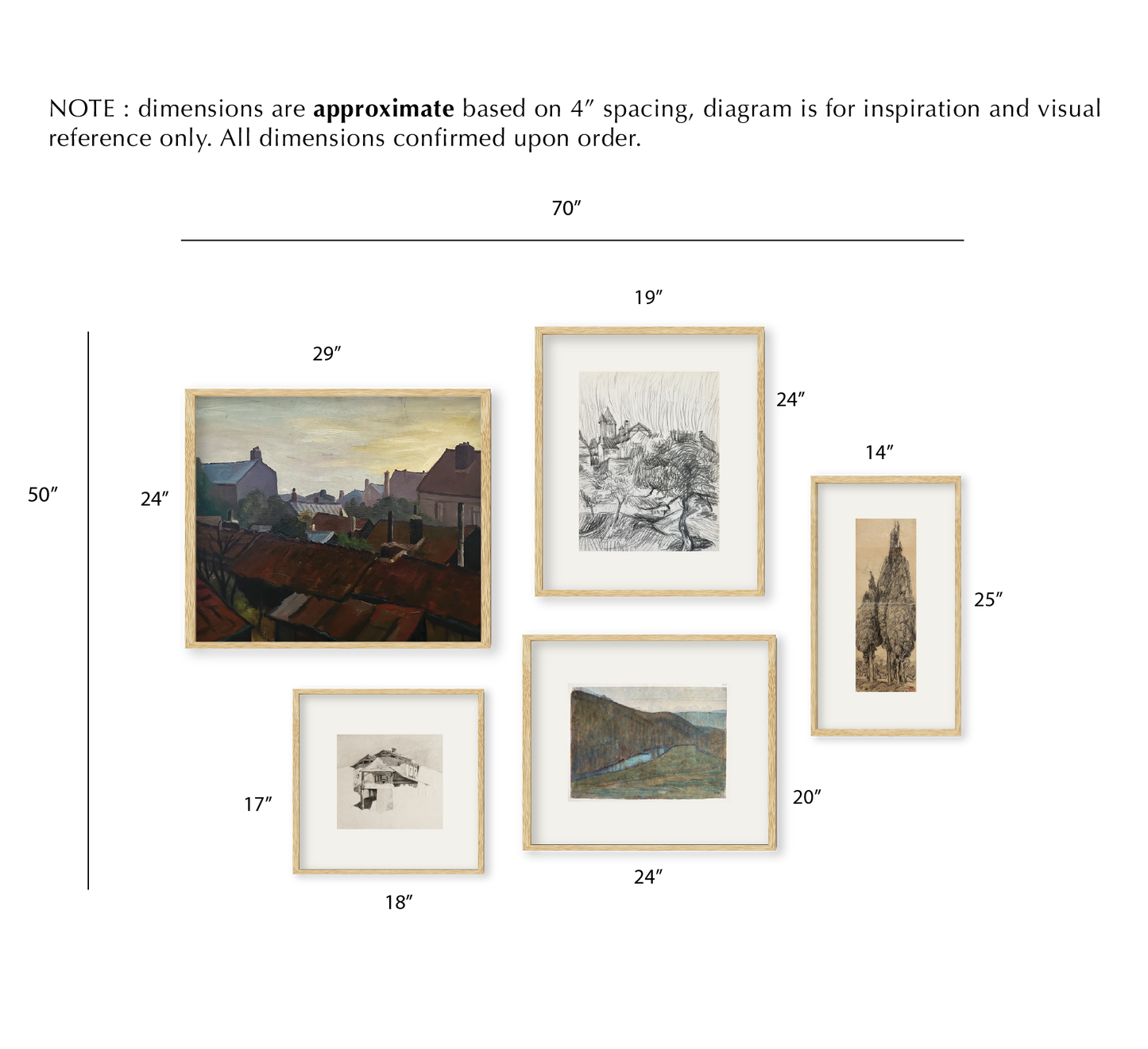 Manon Curated Gallery Collection of Vintage Early 1900's Drawings and Paintings, Signed by Artists