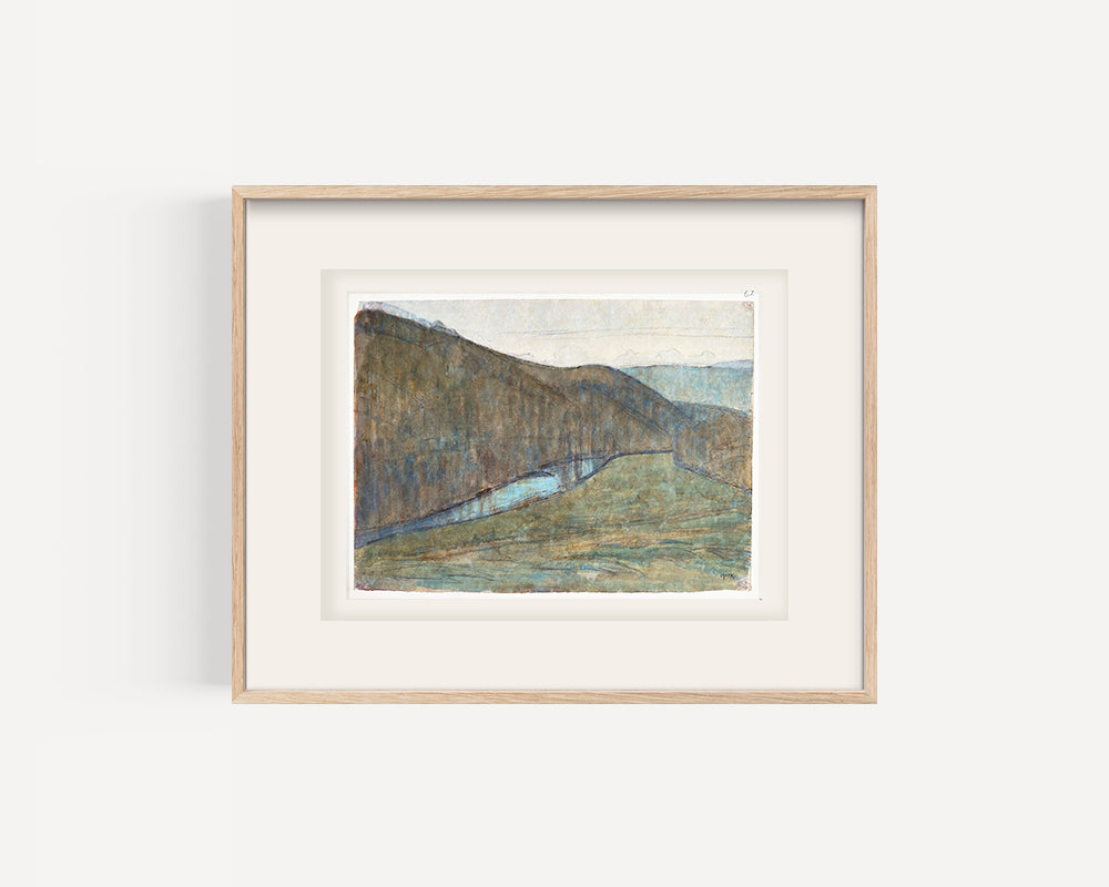 Early 1900's Vintage French Landscape of Valonne Countryside in Watercolor and Gouache on Paper. Signed by French Artist Georges Offner.