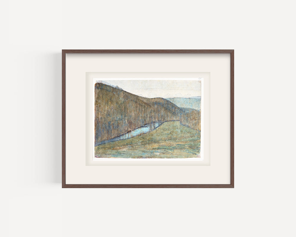 Early 1900's Vintage French Landscape of Valonne Countryside in Watercolor and Gouache on Paper. Signed by French Artist Georges Offner.