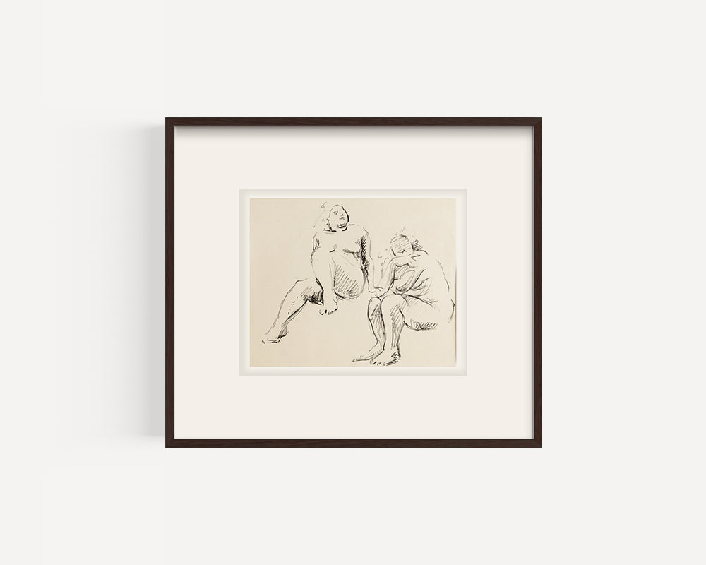 Early 1900's/ Late 1800's Antique European Figure Studiy of Female Nude, Ink on Paper