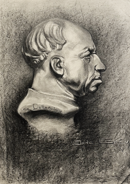 Olympia Collection of Antique and Vintage Academic Figure Drawings in Charcoal, The Paris School Signed by Jane Grevey