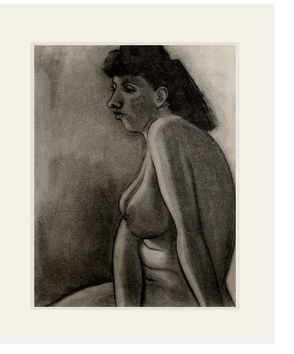 Mid 20th Century French Academic Nude Female Figural Drawing in Charcoal on Paper