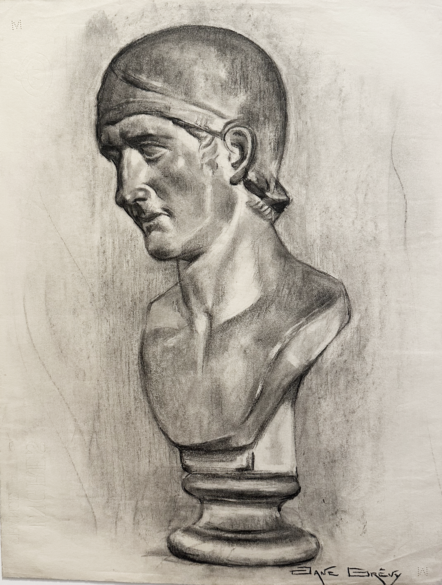 Olympia Collection of Antique and Vintage Academic Figure Drawings in Charcoal, The Paris School Signed by Jane Grevey